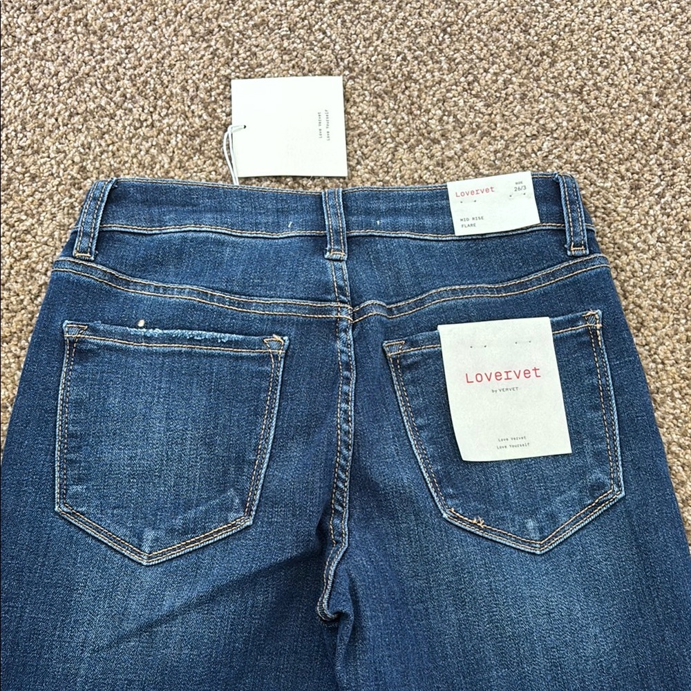 Lovervet Dark Wash Blue Flare Jeans - Women's Wide Leg - Picture 9 of 9